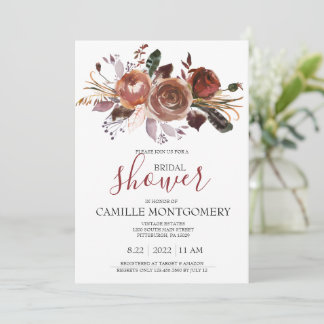 Bohemian Rose Bridal Shower Invitation