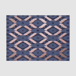 Bohemian Rose Gold Navy Blue Ikat Pattern Tissue Paper