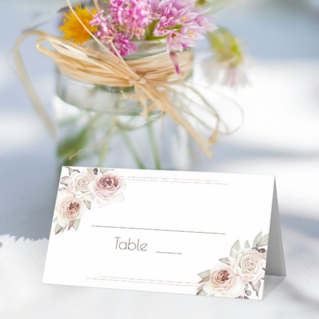 Bohemian Rose Wedding Place Card (Bohemian Rose Wedding Place Card)