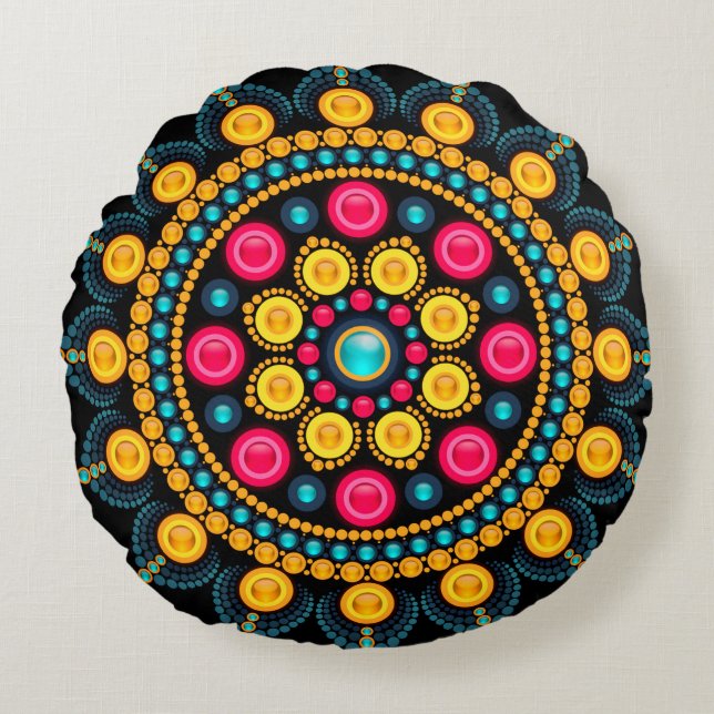 Bohemian Round Throw Pillow (Front)