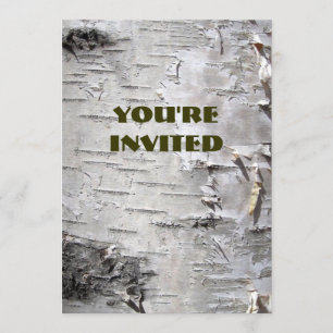 bohemian rustic country chic tree bark white birch invitation