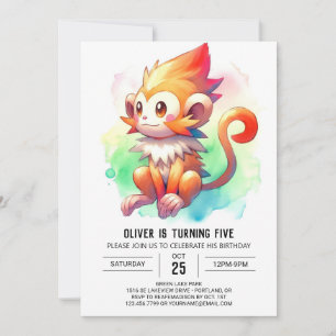 Bohemian Rustic Monkey Birthday Invitation