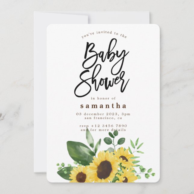 Bohemian Rustic Sunflower Baby Shower Invitation (Front)