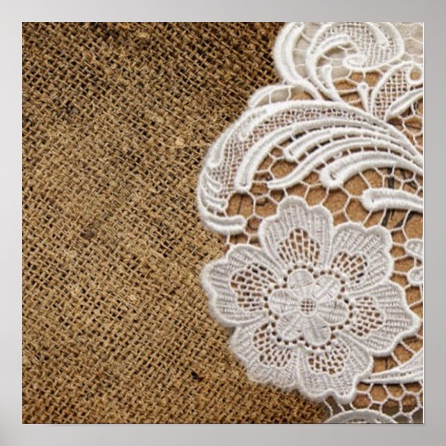 bohemian rustic western country burlap and lace poster (Front)