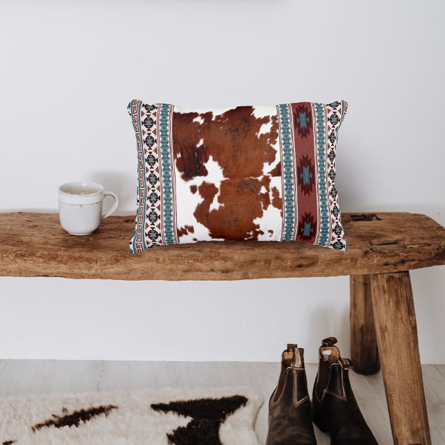 Bohemian Rustic Western Cowhide Decorative Cushion (Creator Uploaded)