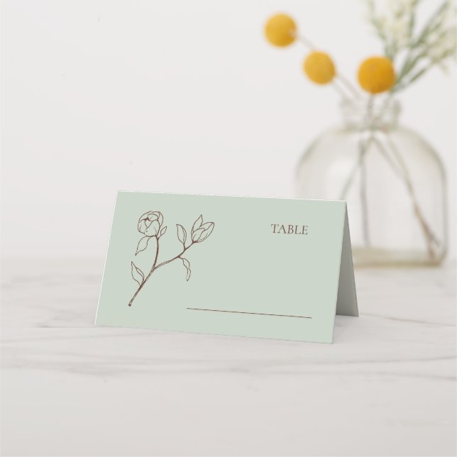 Bohemian Sage Floral Wedding Table Place Card (Front)
