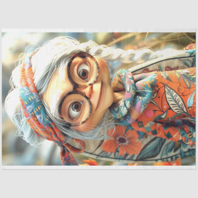 Bohemian Sage Grandma Hippie Decoupage Tissue Paper (Front)