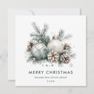 Bohemian Sage Green Christmas Ornament Corporate Holiday Card