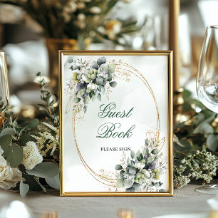 Bohemian Sage Green Guest Book Table Sign Gold