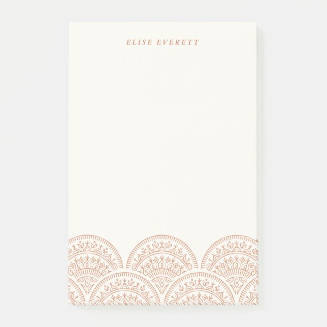 Bohemian Scallops Custom Post-It - Burnt Sienna Notes (Front)