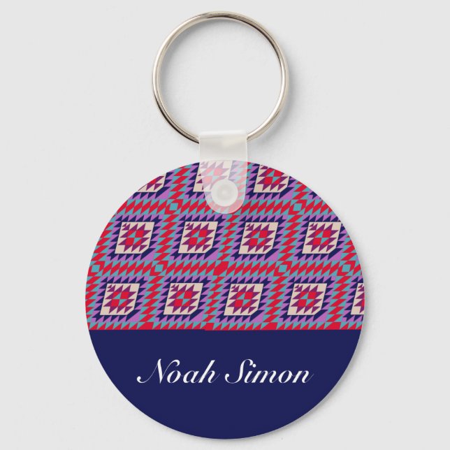 Bohemian seamless mosaic Colourful pattern Key Ring (Front)