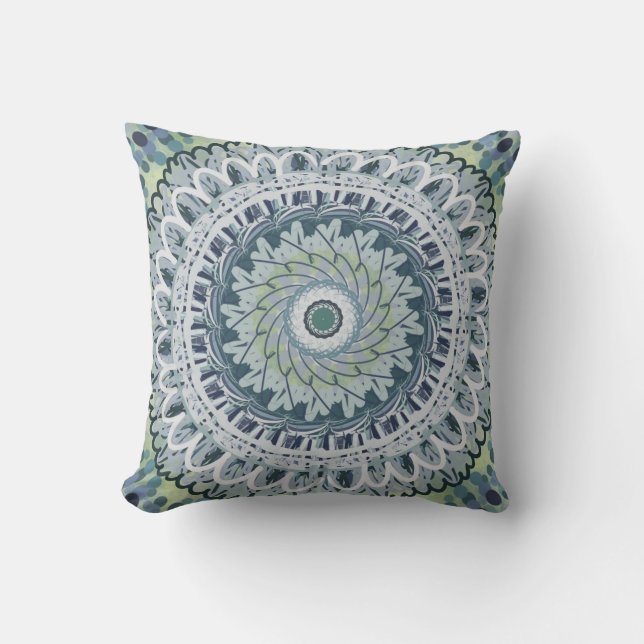 Bohemian Shabby Chic Mandala Dot Art Design Cushion (Front)