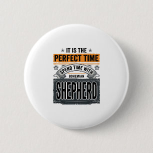 Bohemian Shepherd Vintage Dog Lover Typography Des 6 Cm Round Badge