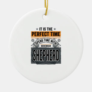 Bohemian Shepherd Vintage Dog Lover Typography Des Ceramic Ornament
