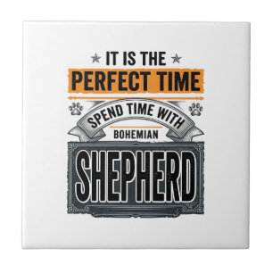 Bohemian Shepherd Vintage Dog Lover Typography Des Ceramic Tile