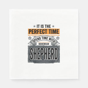 Bohemian Shepherd Vintage Dog Lover Typography Des Napkin
