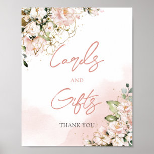 Bohemian soft pink gold floral cards and gifts poster