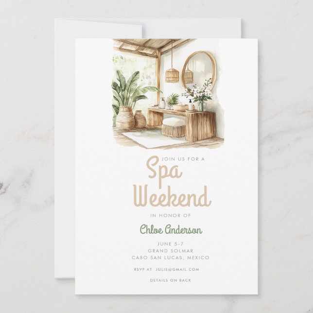 Bohemian Spa | Bachelorette Weekend Invitation (Front)