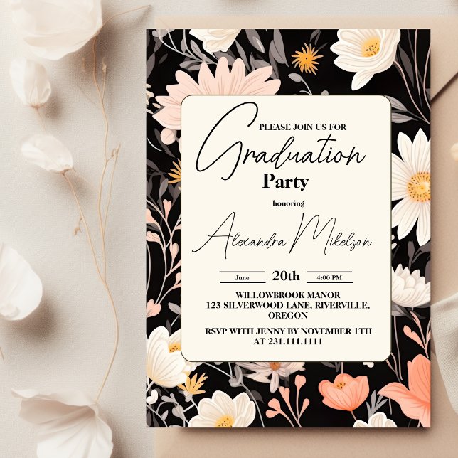 bohemian  Spring Floral Graduation Party Invitation (Creator Uploaded)