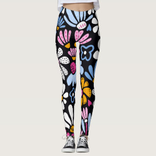 Bohemian Stained Glass Daisy Art Leggings