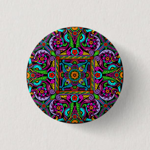 Bohemian Stained Glass Style 3 Cm Round Badge