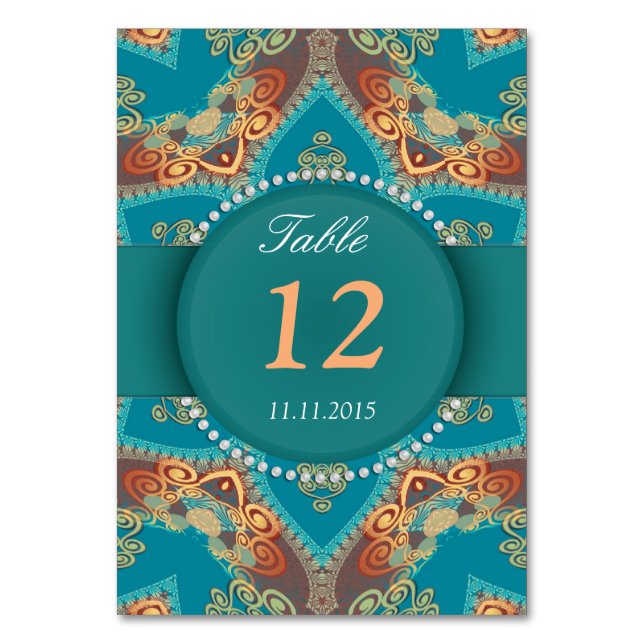 Bohemian Star Wedding Reception Table Number Card (Back)