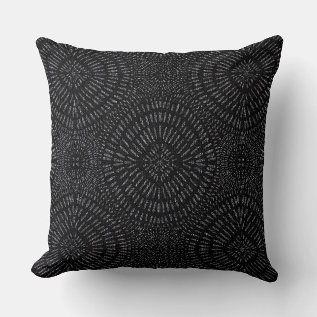 Bohemian stone black pattern cushion (Front)