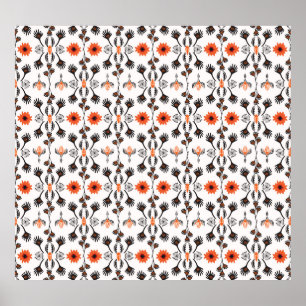 Bohemian striped floral: hand-drawn vintage. poster