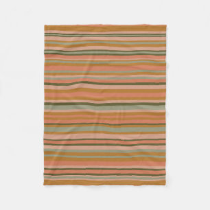 Bohemian Stripes Warm Terracotta Ochre Pattern Fleece Blanket