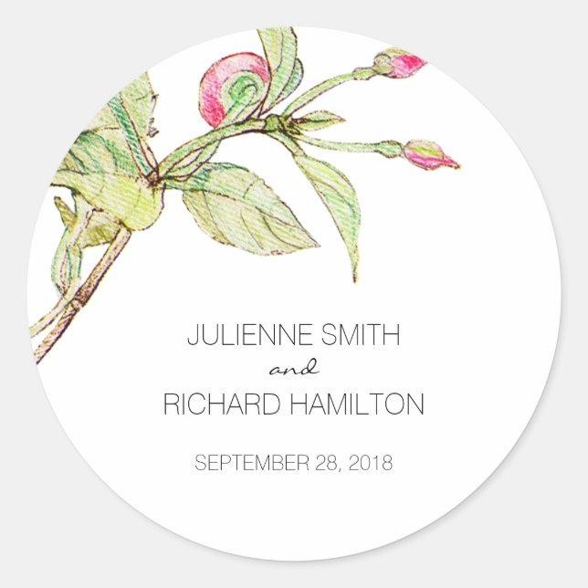 Bohemian Style Floral Wedding Favour Sticker (Front)