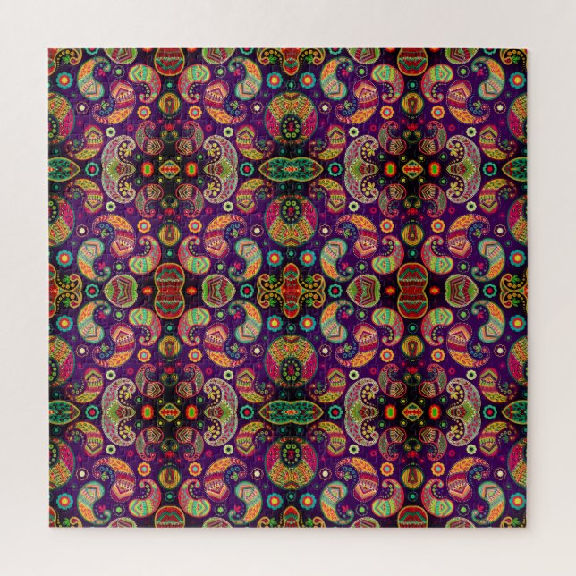 Bohemian Style Paisley Party Time Jigsaw Puzzle (Vertical)
