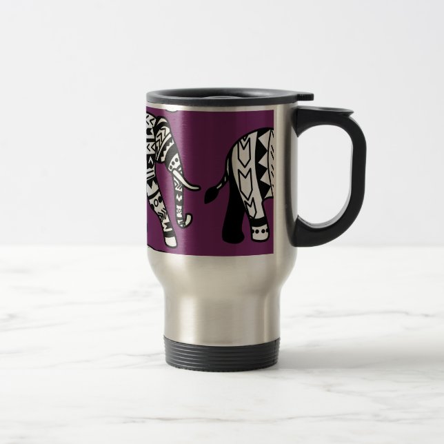 Bohemian Style Tribal Walking Elephant Travel Mug (Right)