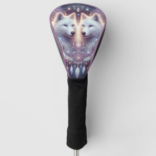 Bohemian Style White Wolves and Dreamcatcher Golf Head Cover