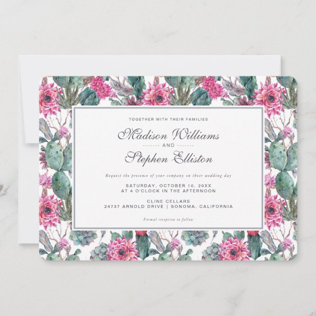Bohemian Succulent & Floral - Wedding Invitation (Front)