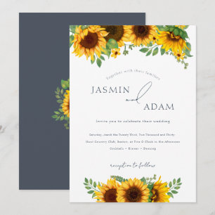 Bohemian Sunflower Floral Wedding Invitation