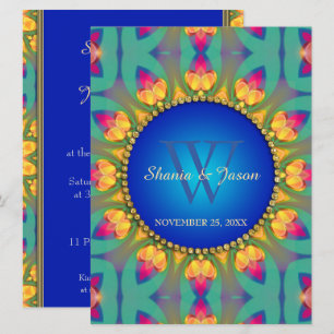 Bohemian Sunflower Monogram Large Invitation