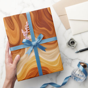 Bohemian Sunset Orange Rust Flow Abstract Pattern Wrapping Paper