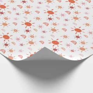 Bohemian Sunshine and Rainbows in Red Wrapping Paper