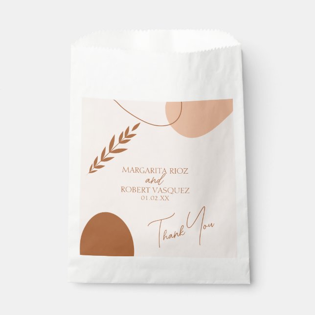 Bohemian Tan Brown Wedding Couples Thank You  Favour Bag (Front)