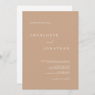 Bohemian Tan Minimalist Desert QR Code Wedding Invitation