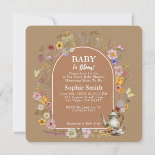 Bohemian Tea Party Baby In Bloom Baby Shower Invitation