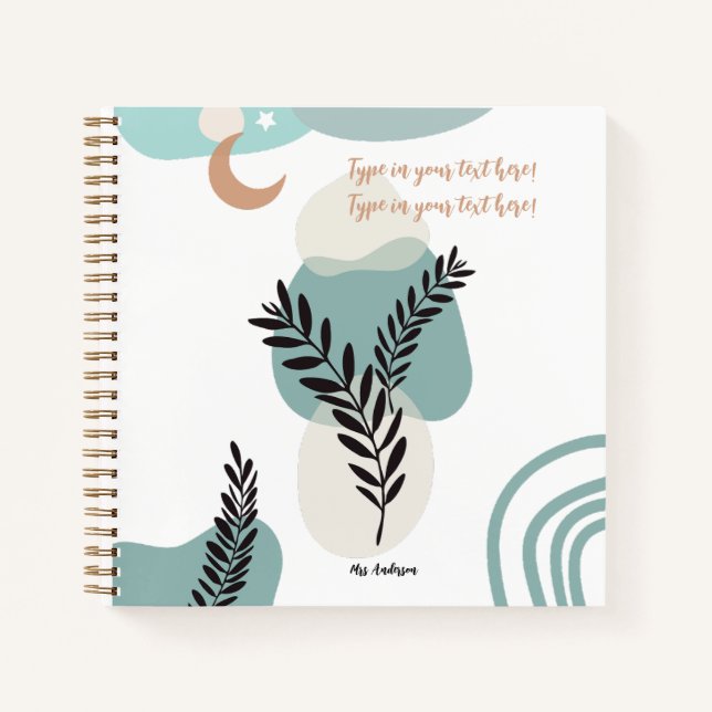Bohemian Teacher Appreciation Modern custom Notebook (Front)