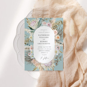 Bohemian Teal Elegant Floral Wedding Invitation
