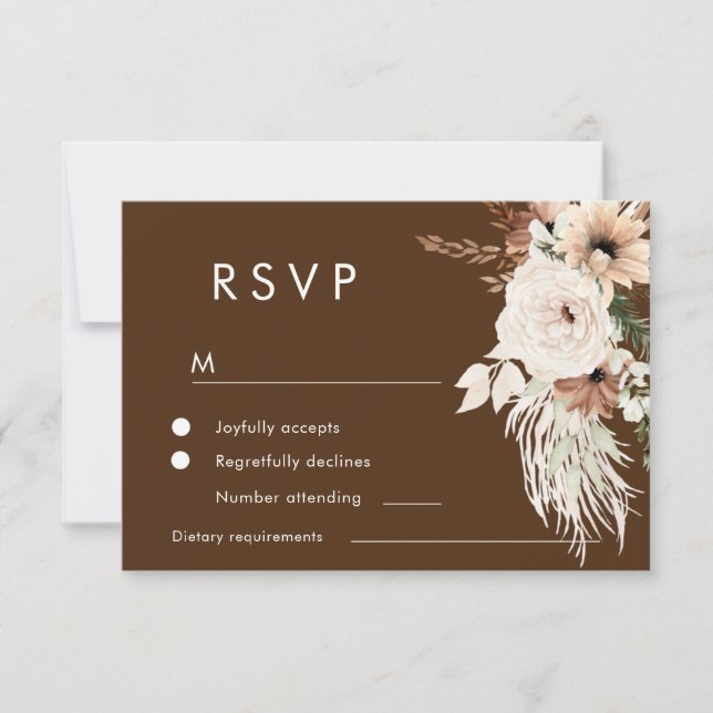 Bohemian Terracotta Fall & Summer Wedding RSVP Card (Front)