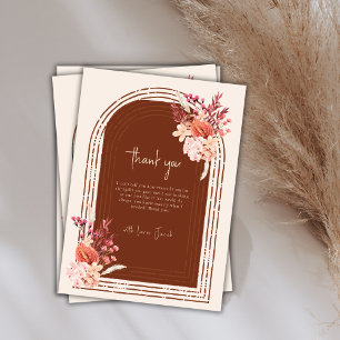 Bohemian Terracotta Floral Arch Baby Shower Thank You Card