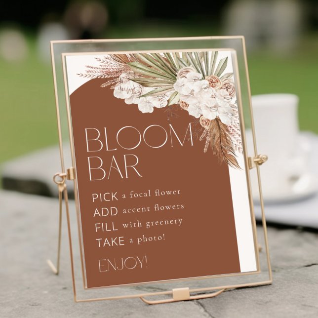 Bohemian Terracotta Floral Feathers Bloom Bar Poster (Creator Uploaded)