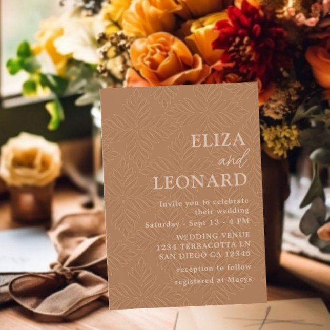 Bohemian Terracotta Modern Minimalist Wedding Invitation (Creator Uploaded)