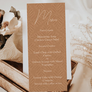 Bohemian Terracotta Modern Minimalist Wedding Menu