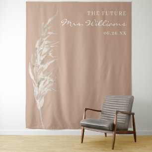Bohemian Terracotta Pampas Grass Bridal Backdrop Tapestry