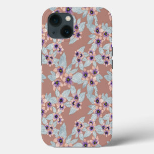 Bohemian Terracotta Pink Flowers Watercolor iPhone 13 Case